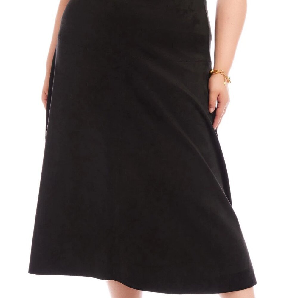 Karen Kane Faux Suede Skirt Women's Plus Size 3X Black Midi Capsule Wardrobe